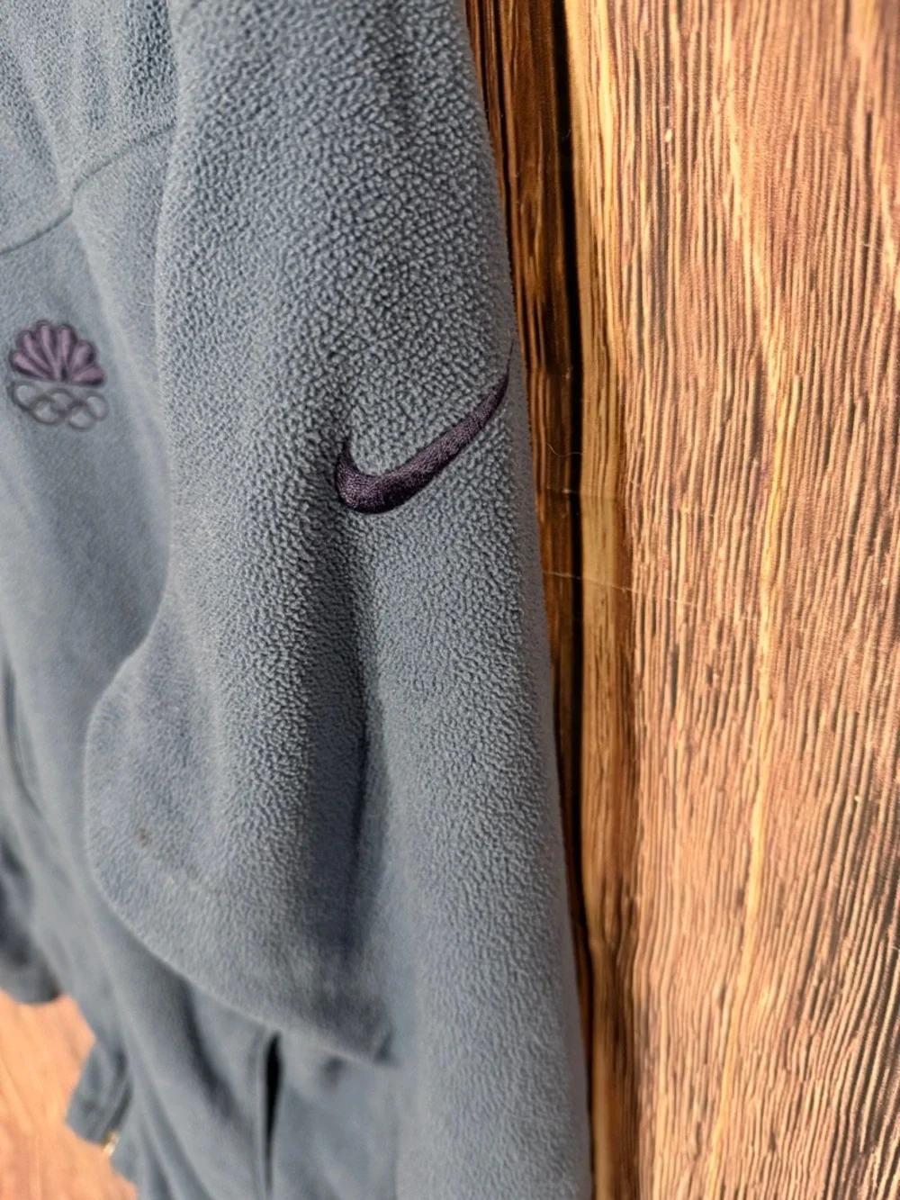 Nike Fit Therma Blue Full Zip Fleece Jacket Women Large Olympic Embroidered Logo